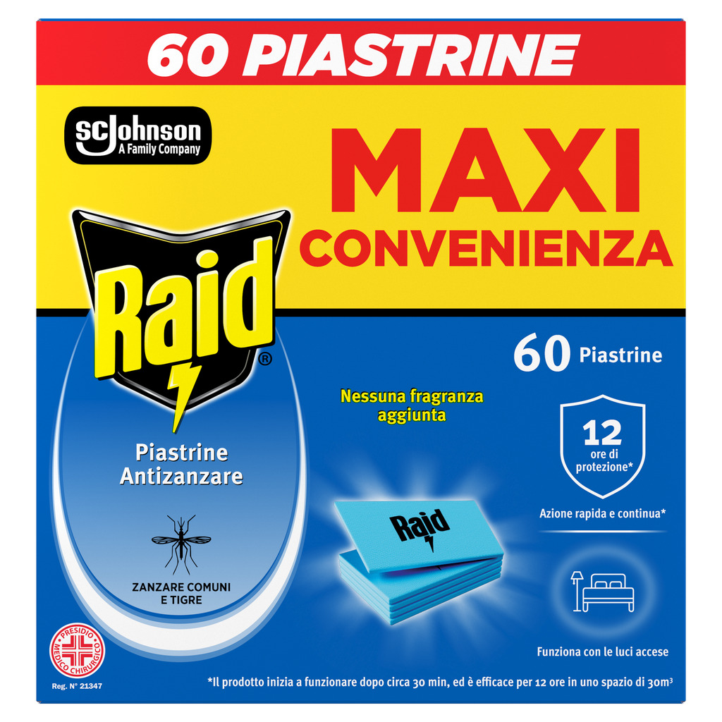 Raid Piastrine Antizanzare Ricarica 60 pezzi